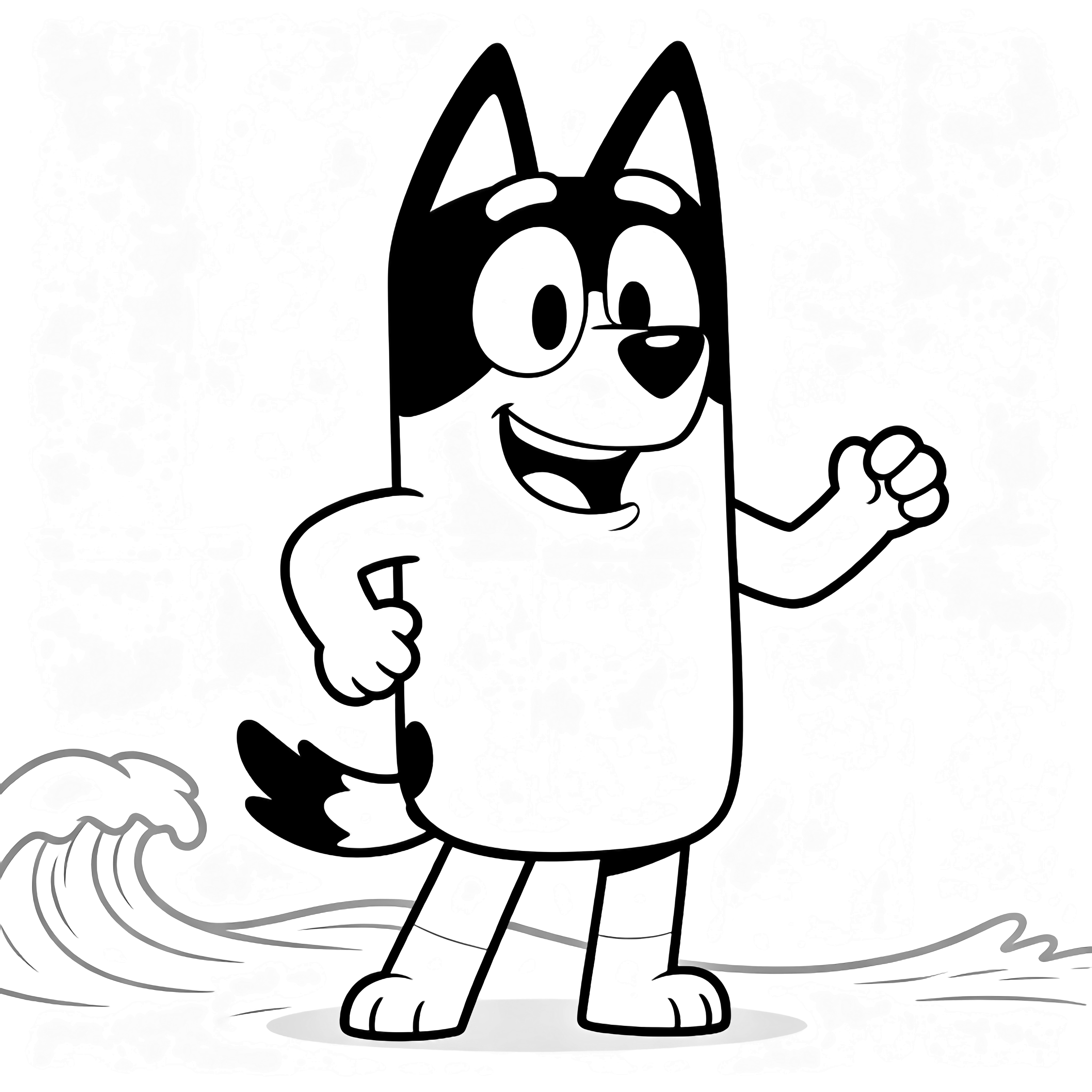 Big-smiling Bandit from Bluey mid-wave simple standing pose kleurplaat