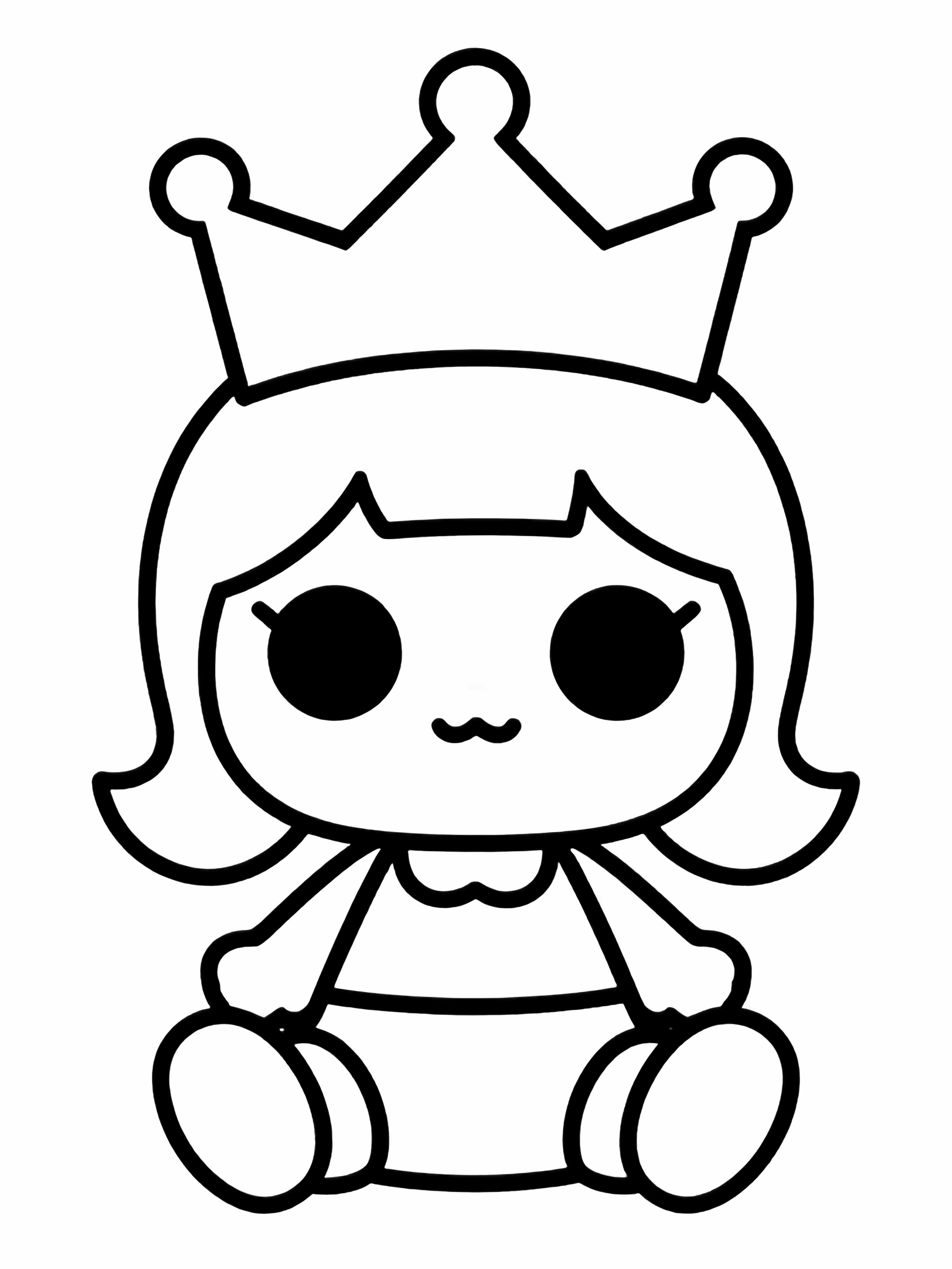 LOL Surprise doll seated cross-legged, wearing an oversized crown above her head kleurplaat