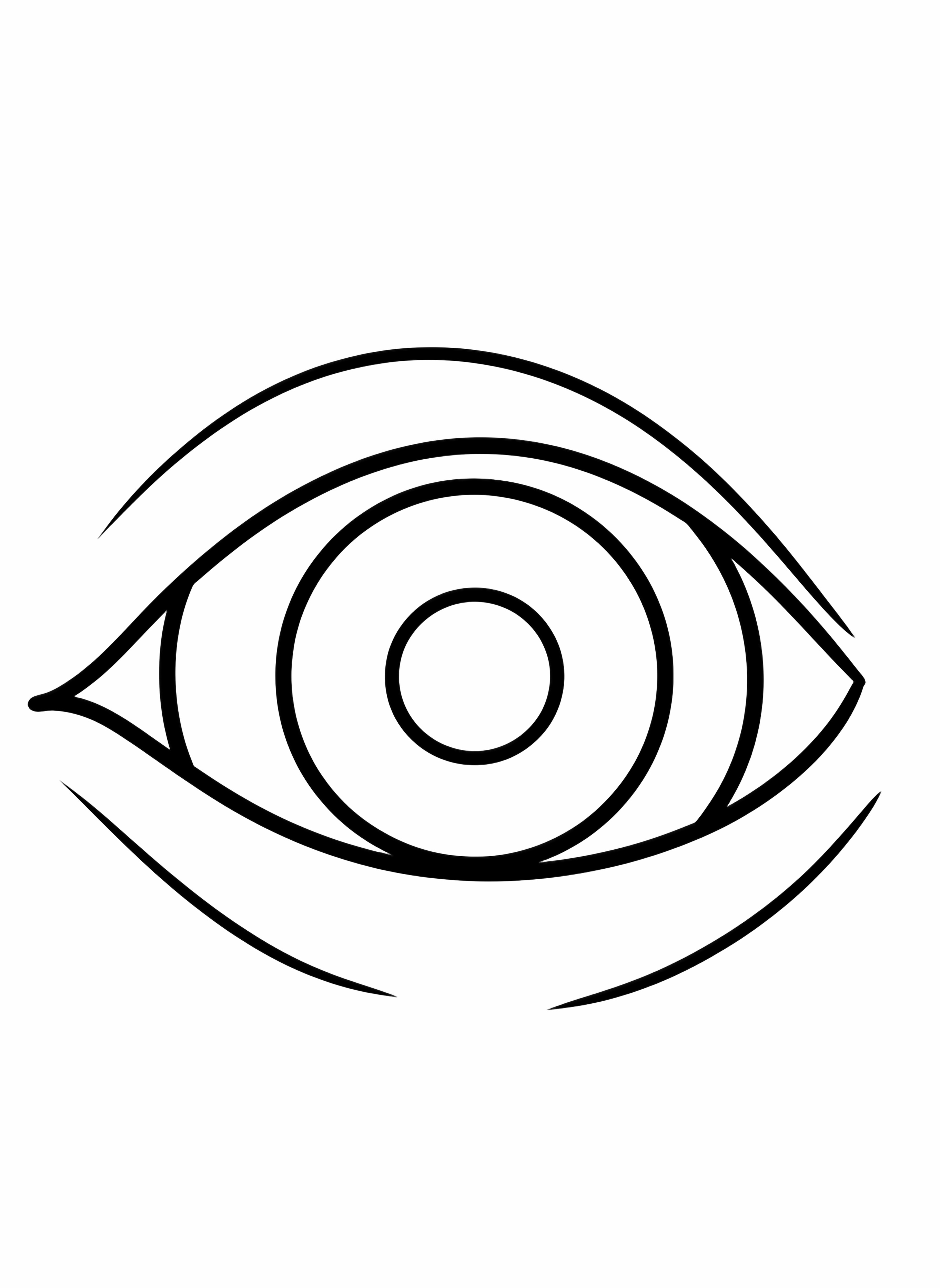 A detailed coloring page illustration showing an extreme close-up of a massive eye with a dark, textured pupil centered within heavily wrinkled, striated skin surrounding the large orbital area. kleurplaat